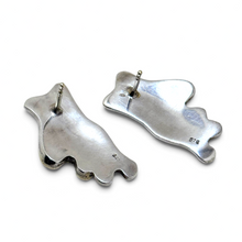 925Collection abstract stud earrings showing the smooth sterling silver back with post-back closures and 925 hallmarks.