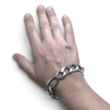 925Collection heavy sterling silver chunky link chain bracelet worn on a wrist