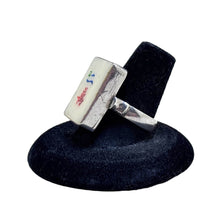 925Collection vintage Mahjong tile statement ring with cream tile and colorful markings on a polished silver band