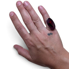 925Collection oval statement ring in sterling silver with burgundy resin inlay and preserved red floral botanical art.