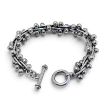 925Collection sterling silver multi-strand bead bracelet with a polished toggle clasp on a white background