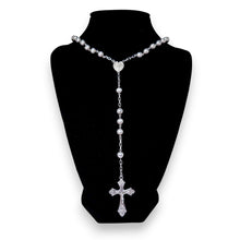 925Collection sterling silver beaded rosary necklace featuring polished spherical beads and an ornate crucifix pendant