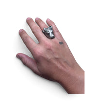 925Collection sterling silver Theo Fennell Alias bull head statement ring worn on a hand
