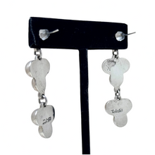 925Collection sterling silver cluster drop earrings with tiered sphere design and Mexico hallmark on display stand
