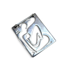 925Collection vintage sterling silver figural female pin with a cutout design and stamped 925 Mexico hallmark.