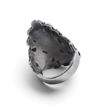 925Collection sterling silver statement ring with an ornate filigree shield design and polished finish.