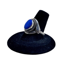 925Collection sterling silver statement ring featuring an oval lapis lazuli gemstone with an intricate snake design.