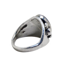 925Collection sterling silver ring with lapis lazuli stone and beaded side detail, side profile view