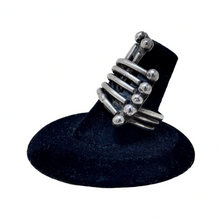 925Collection artisan sterling silver multi-band statement ring with polished bead-tipped architectural design