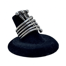 925Collection artisan sterling silver multi-band statement ring with polished finish and delicate bead detailing