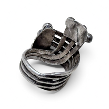 925Collection artisan sterling silver multi-band statement ring with polished finish and delicate bead detailing.