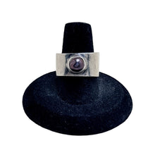 925Collection wide-band sterling silver statement ring featuring a lustrous dark pearl in a bezel setting.