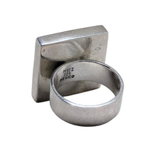 925Collection sterling silver statement ring with a square face and MWS 925 Mexico hallmark on the inner band.