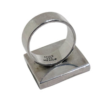 925Collection sterling silver geometric square statement ring with MWS 925 Mexico hallmark on the inner band