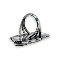 925Collection sterling silver statement ring showing the split-shank band and intricate scalloped edge detail.