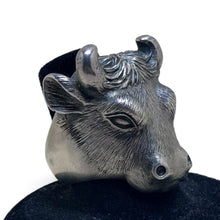 925Collection Theo Fennell Alias sterling silver bull head statement ring with detailed textured fur and horns
