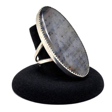 Large Moss Agate Native Sterling Ring Size 12
