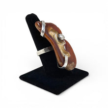 Fire Agate Sterling Brutalist Ring Size 8 3/4