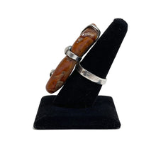 Fire Agate Sterling Brutalist Ring Size 8 3/4