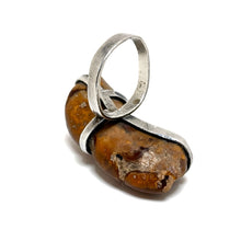 Fire Agate Sterling Brutalist Ring Size 8 3/4
