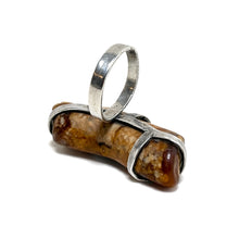 Fire Agate Sterling Brutalist Ring Size 8 3/4