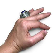 Middle Eastern Sterling Lapis Ring Size 6 1/2