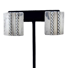 Modernist Sterling Rectangle Rope Twist Earring