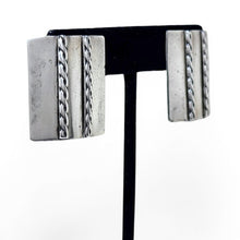 Modernist Sterling Rectangle Rope Twist Earring