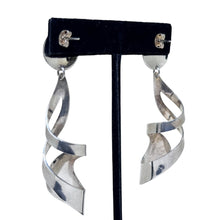 Large Taxco Sterling Dangle Twist Earring