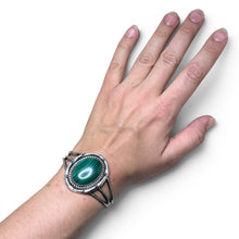 Sterling Malachite Native Made Cuff Bracelet Size 6 1/2