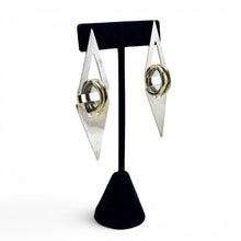 Sterling & Brass 1980s Post Modern Triangle Dangle Earring