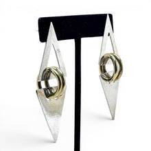 Sterling & Brass 1980s Post Modern Triangle Dangle Earring