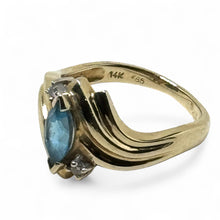 14k Topaz and Diamond Ring Size 6 3/4