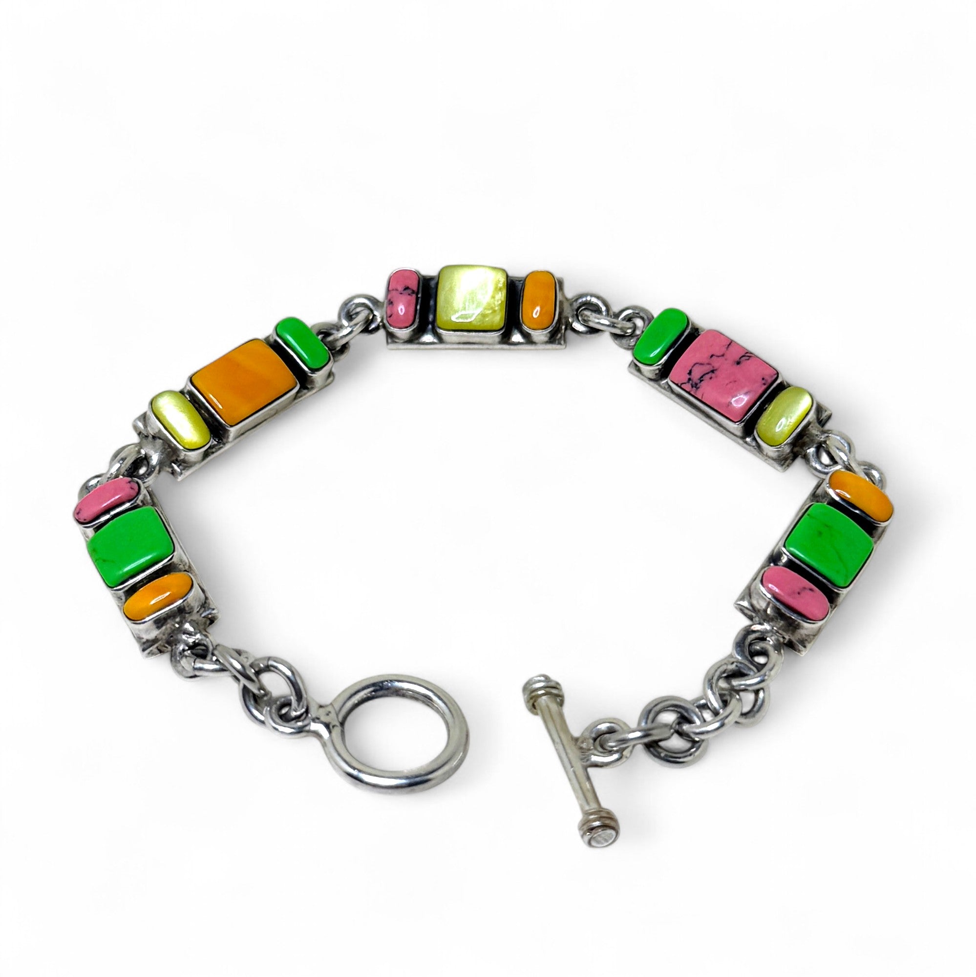 Colorful Taxco Enamel Toggle Bracelet