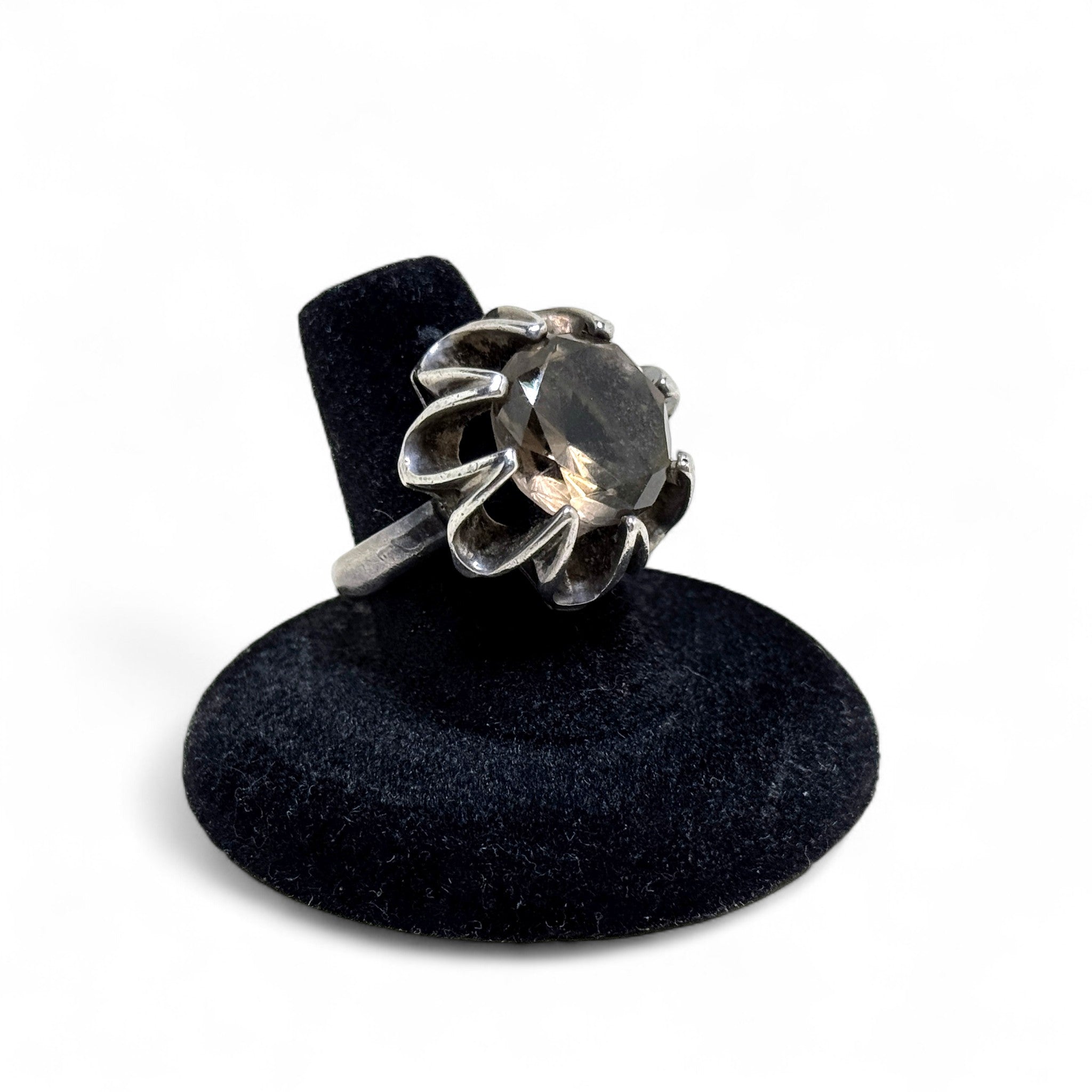 Scandinavian SMOKY QUARTZ Mid Century Ring 7 1/4