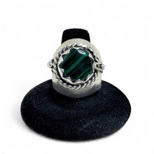 Sterling Malachite Poison Ring Size 10