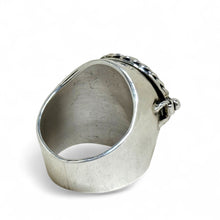 Sterling Malachite Poison Ring Size 10