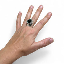 Sterling Malachite Poison Ring Size 10