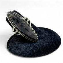 1940s Elongated Petrified Wood Native Made Ring size 5 3/4