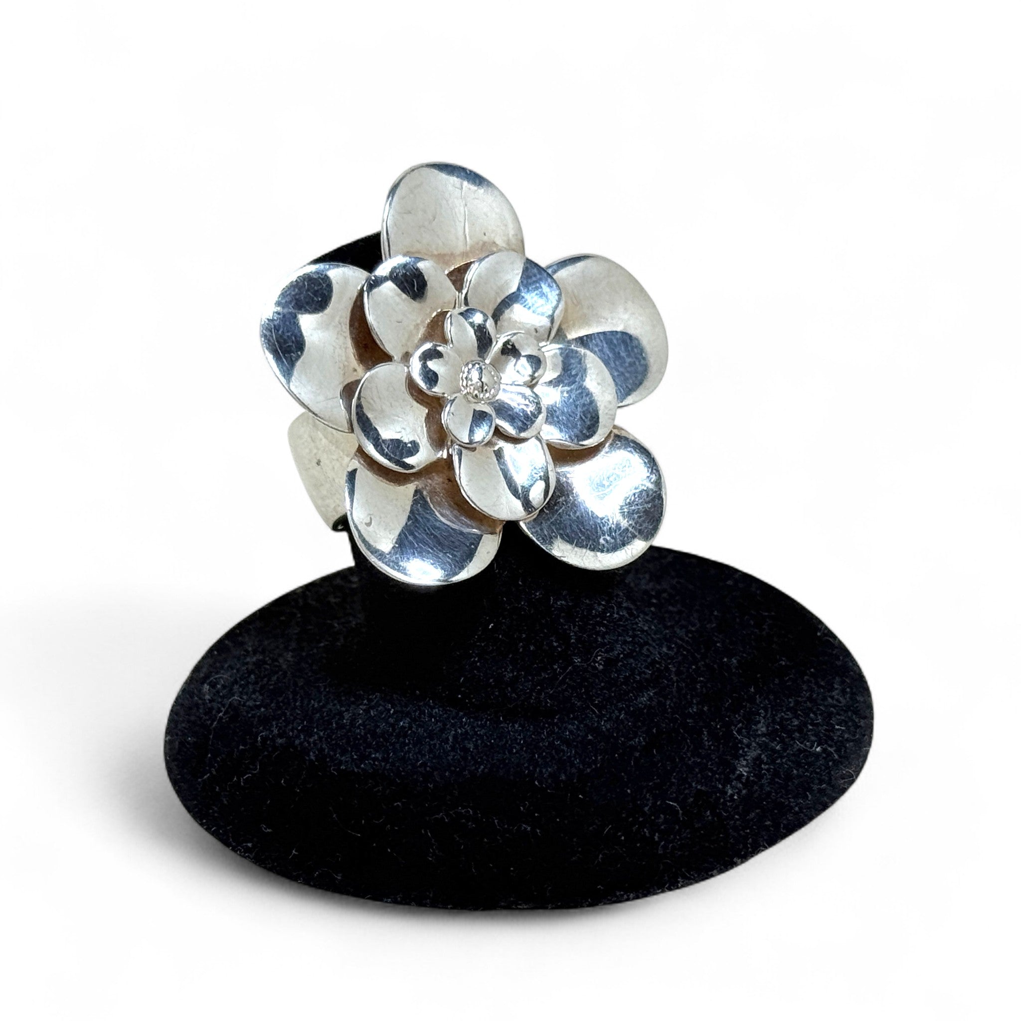 Flower Petal Sterling Ring size 5 3/4