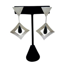 Modernist Sterling Taxco Onyx Earrings