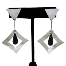 Modernist Sterling Taxco Onyx Earrings