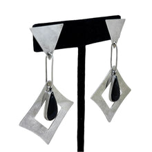 Modernist Sterling Taxco Onyx Earrings