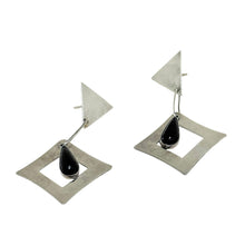 Modernist Sterling Taxco Onyx Earrings