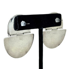 Geometric Hinged Onyx and Sterling Vintage Earring