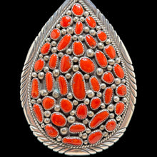 1970s Navajo Sterling Red Coral Teardrop Pendant