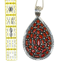 1970s Navajo Sterling Red Coral Teardrop Pendant