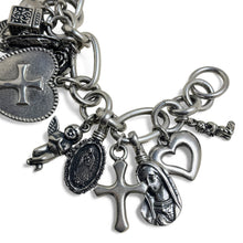 Chunky Religious Sterling Catholic Charm Bracelet