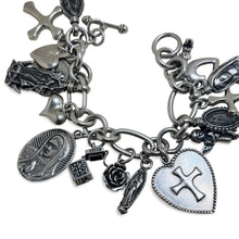 Chunky Religious Sterling Catholic Charm Bracelet