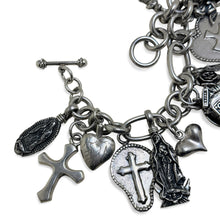 Chunky Religious Sterling Catholic Charm Bracelet